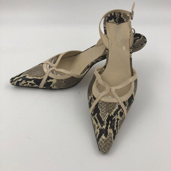 MAX DE CARLO Snakeskin Pointed Toe Slingback Heels US 9M EUC - Picture 8 of 8